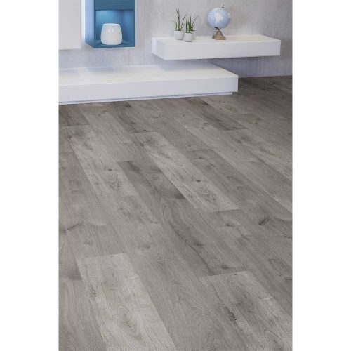 Kaindl CLASSIC Eiche Oak Ferrara Ashmond 8 mm laminált padló, színek: barna (világos), szürke, barna, fehér, padlófűtéshez alkalmazható.
