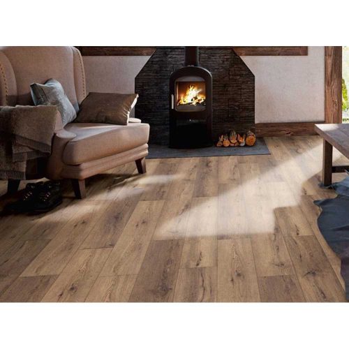 Swiss Krono My Floor Chalet PRÉMIUM AQUA Vivero Dark 10 mm laminált padló, színek: barna (világos), barna, barna (sötét), padlófűtéshez alkalmazható.